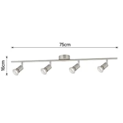Rochdale 4 Lamp Spotlight Bar - Brushed Stainless Steel -Chic Lighting Store 12813665 1874843086172161