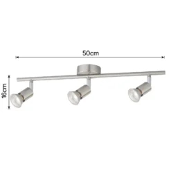 Rochdale 3 Lamp Spotlight Bar - Brushed Stainless Steel -Chic Lighting Store 12815760 3884843350415341