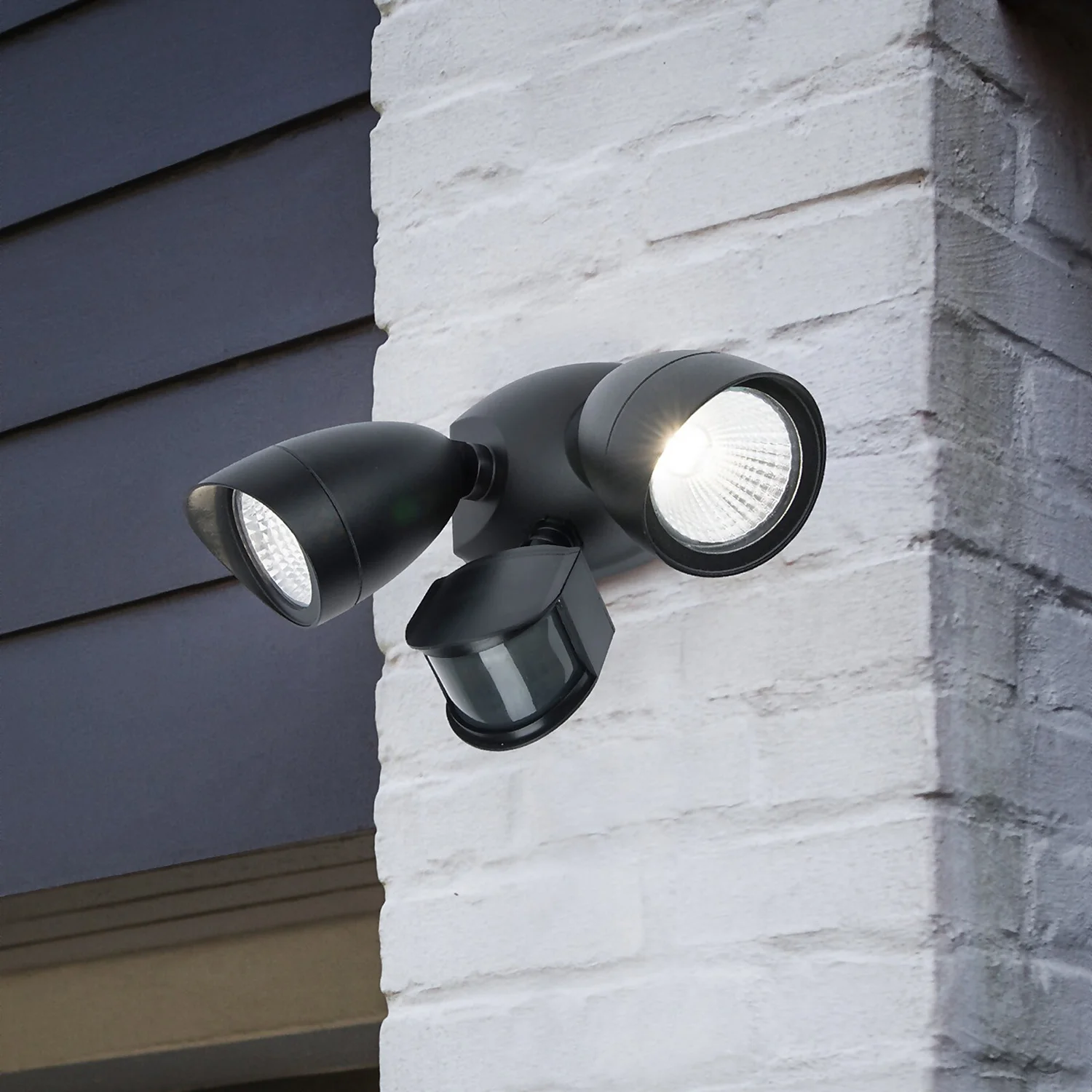 Lutec Shrimp Twin Head LED PIR Outdoor Wall Light - Black 3 Lutec Shrimp Twin Head LED PIR Outdoor Wall Light - Black