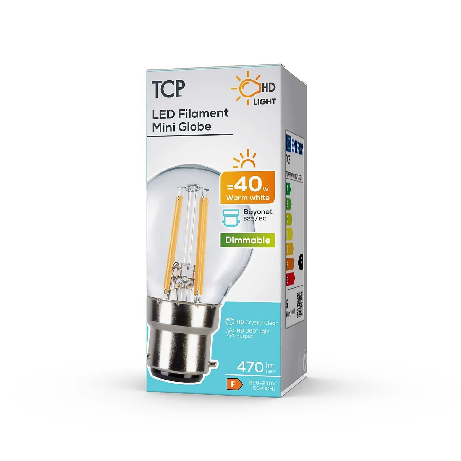 TCP Filament Globe Clear 40W BC Warm Dimmable Light Bulb 4 TCP Filament Globe Clear 40W BC Warm Dimmable Light Bulb - Image 2