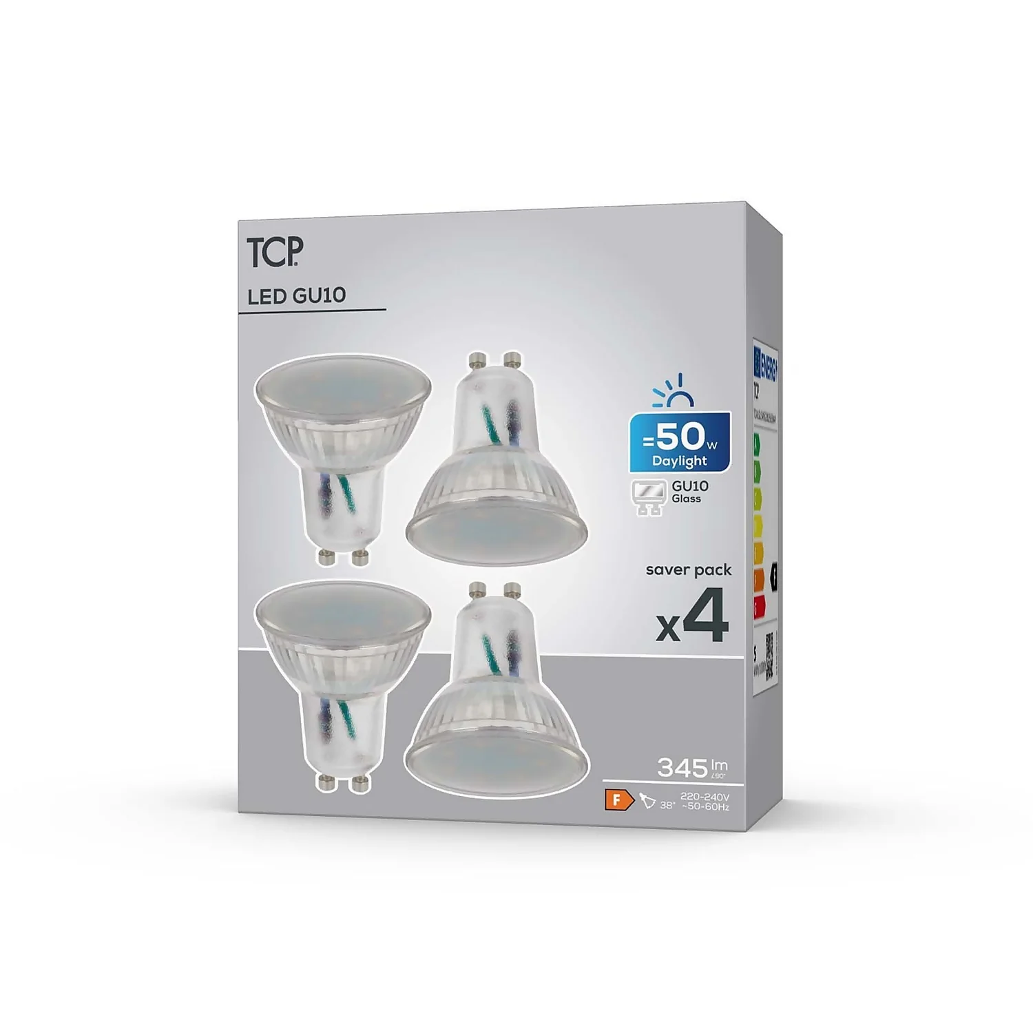TCP LED Glass GU10 50W Cool Light Bulb - 4 Pack 4 TCP LED Glass GU10 50W Cool Light Bulb - 4 Pack - Image 2