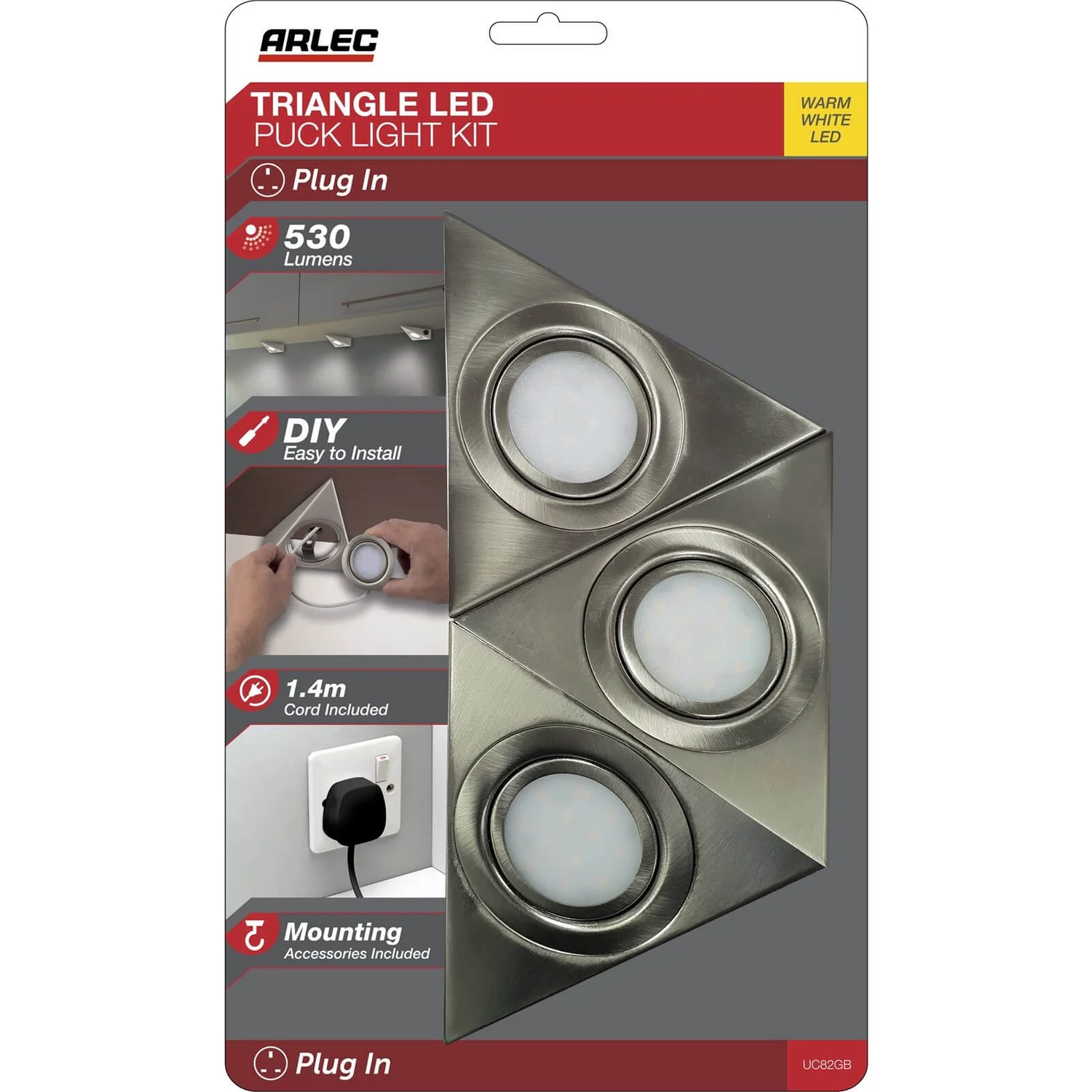 Arlec 3 Pack LED Triangle Cabinet Lights 4 Arlec 3 Pack LED Triangle Cabinet Lights - Image 2