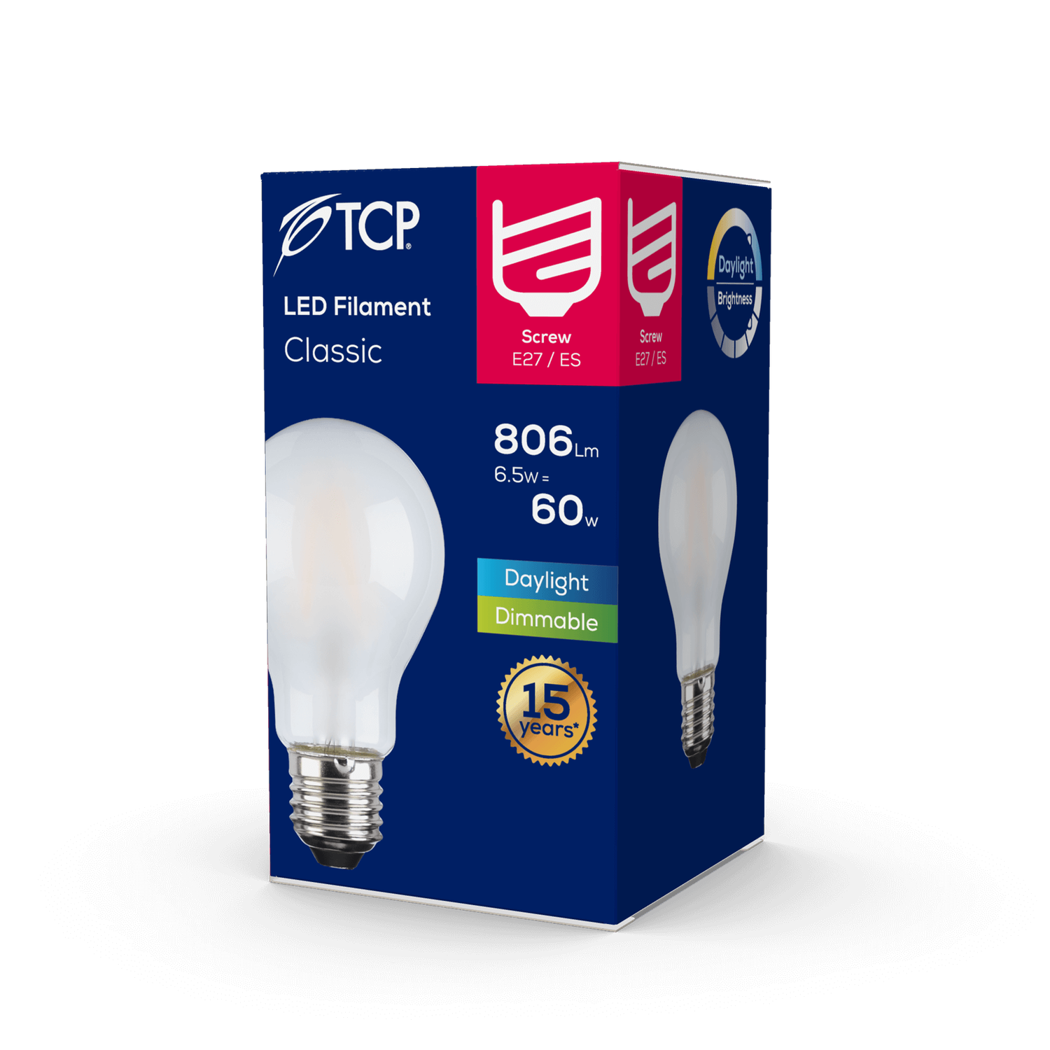 TCP Filament Classic Coat 60W ES Daylight Dimmable Light Bulb 4 TCP Filament Classic Coat 60W ES Daylight Dimmable Light Bulb - Image 2
