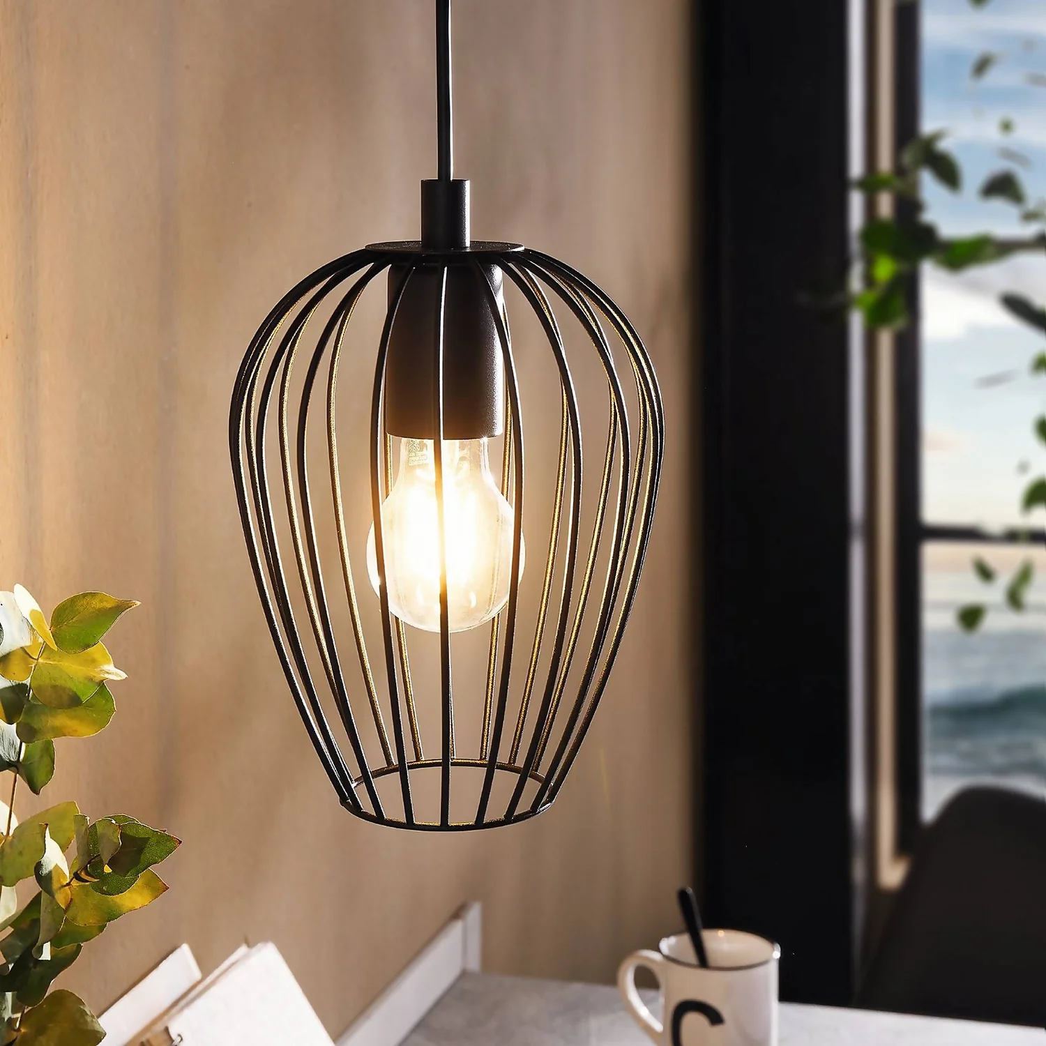 Eglo Newtown Pendant Ceiling Light - Black 3 Eglo Newtown Pendant Ceiling Light - Black