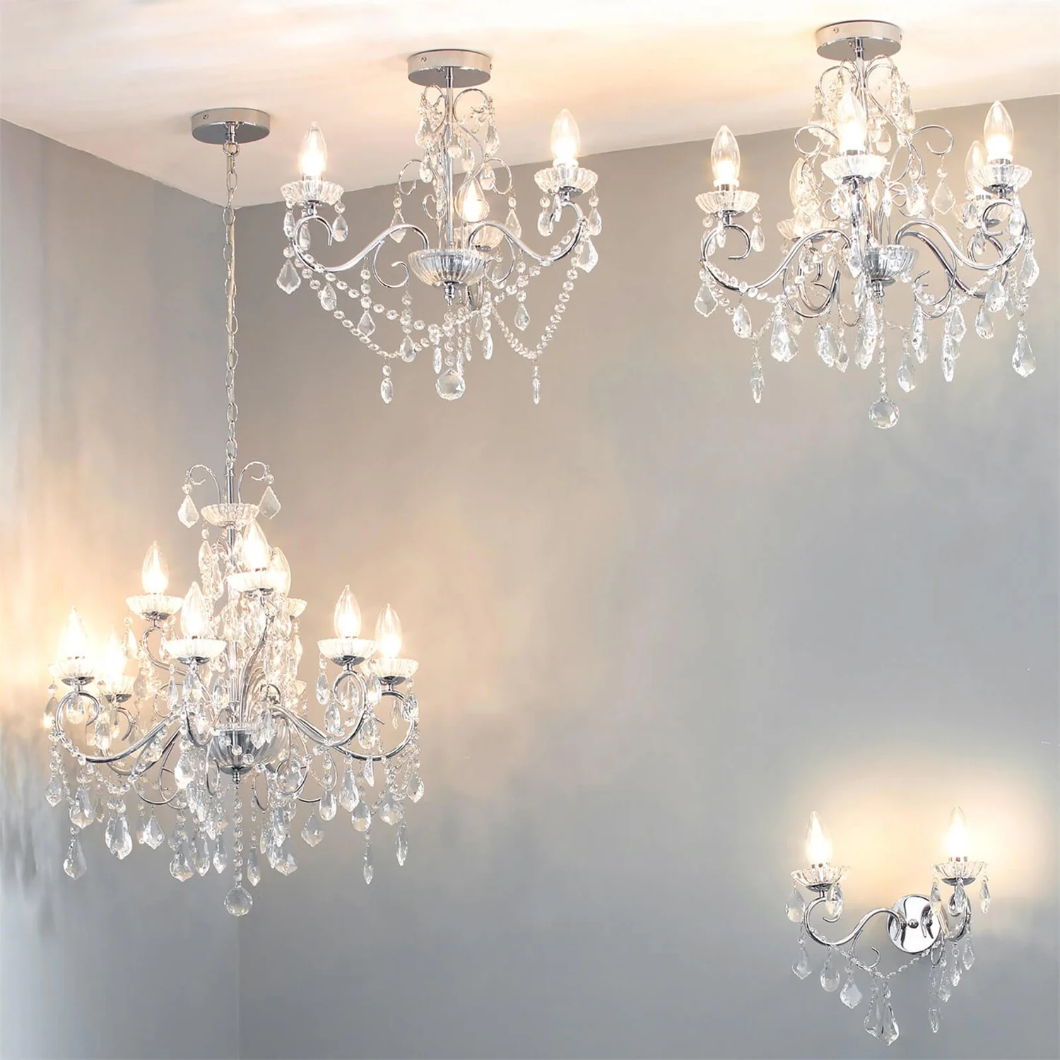 Vela 9 Light Bath Chandelier - Chrome 5 Vela 9 Light Bath Chandelier - Chrome - Image 3