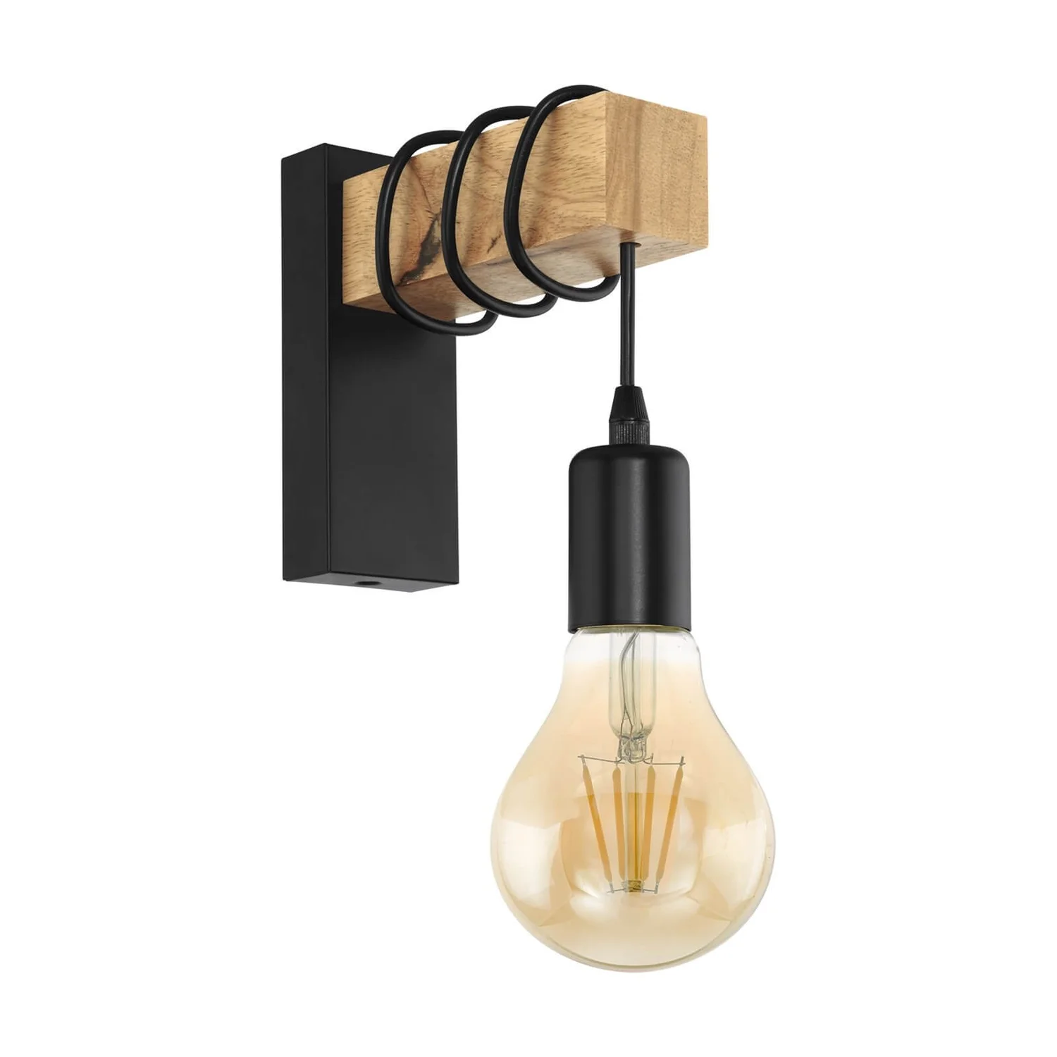 Eglo Townshend Wall Light - Black & Brown 3 Eglo Townshend Wall Light - Black & Brown
