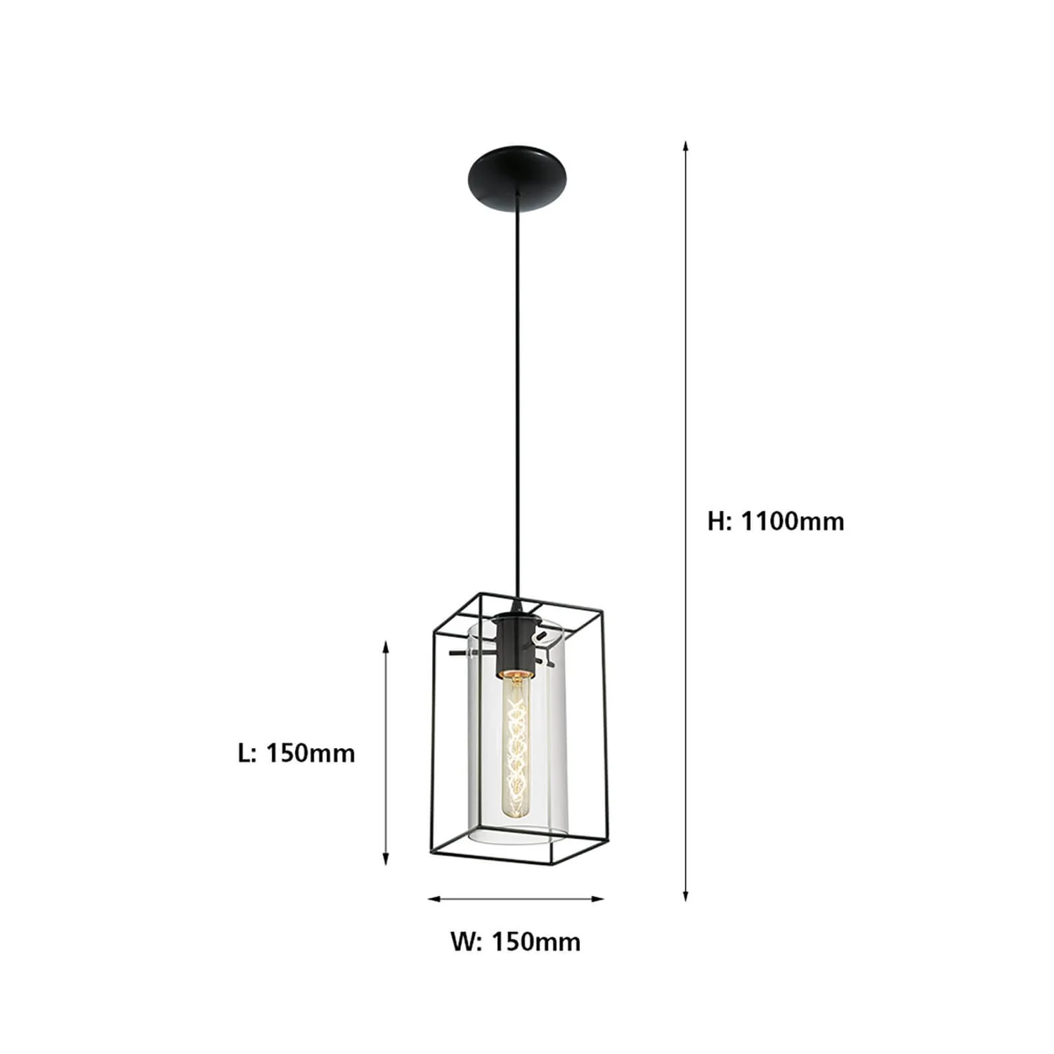 Eglo Loncino 1 Light Pendant Light - Black 5 Eglo Loncino 1 Light Pendant Light - Black - Image 3