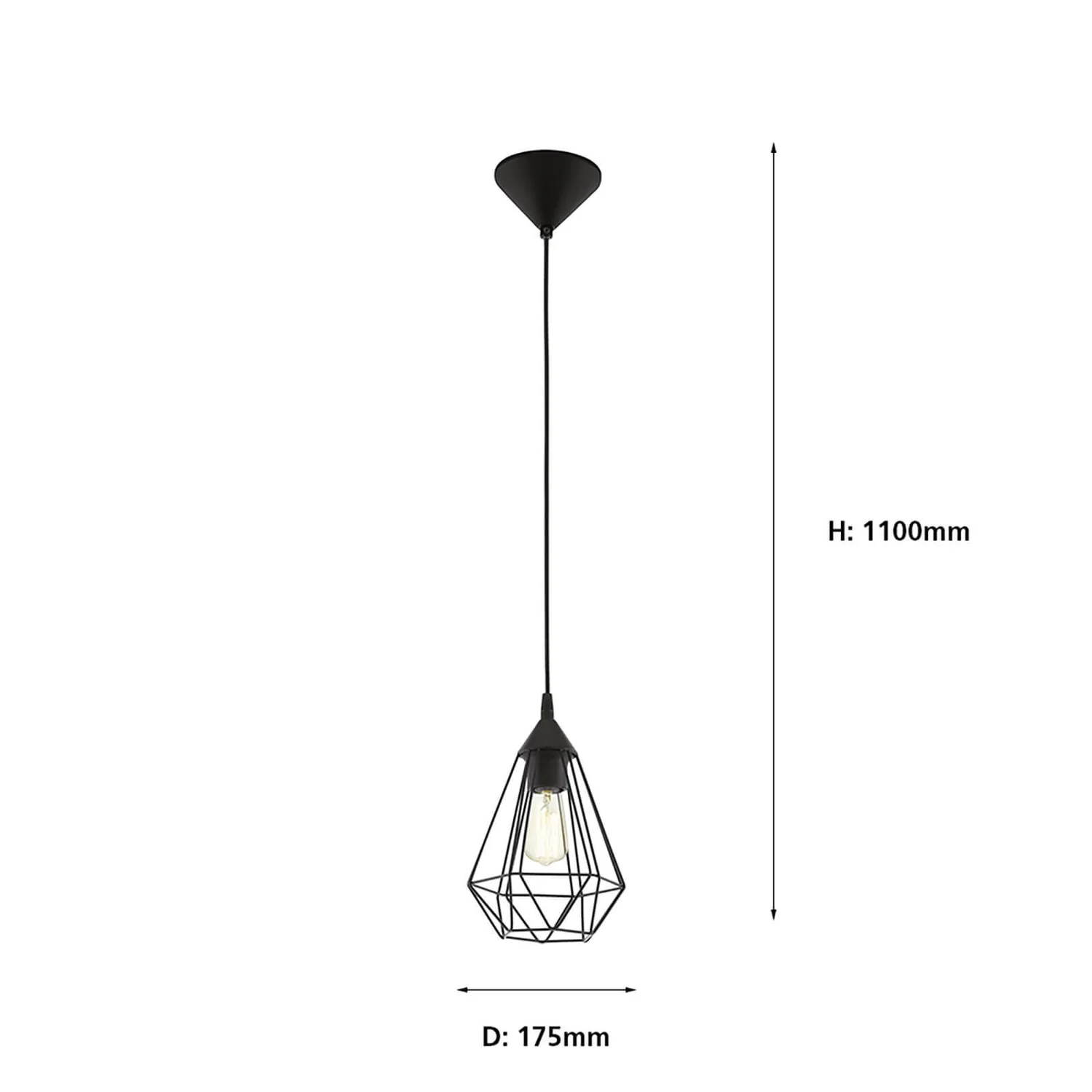Eglo Tarbes Small Pendant Light - Black 5 Eglo Tarbes Small Pendant Light - Black - Image 3