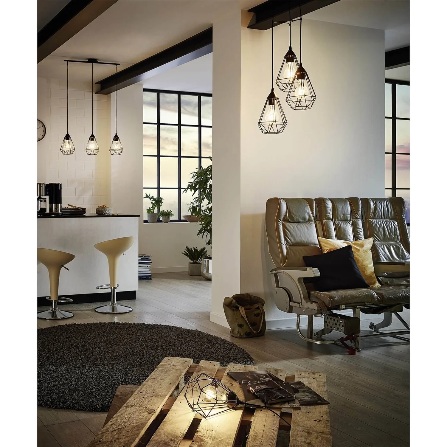 Eglo Tarbes 3 Light Cluster Pendant Light - Black 4 Eglo Tarbes 3 Light Cluster Pendant Light - Black - Image 2