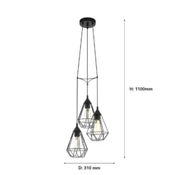 Eglo Tarbes 3 Light Cluster Pendant Light - Black 10 Eglo Tarbes 3 Light Cluster Pendant Light - Black -Chic Lighting Store 12836712 1784833169455192