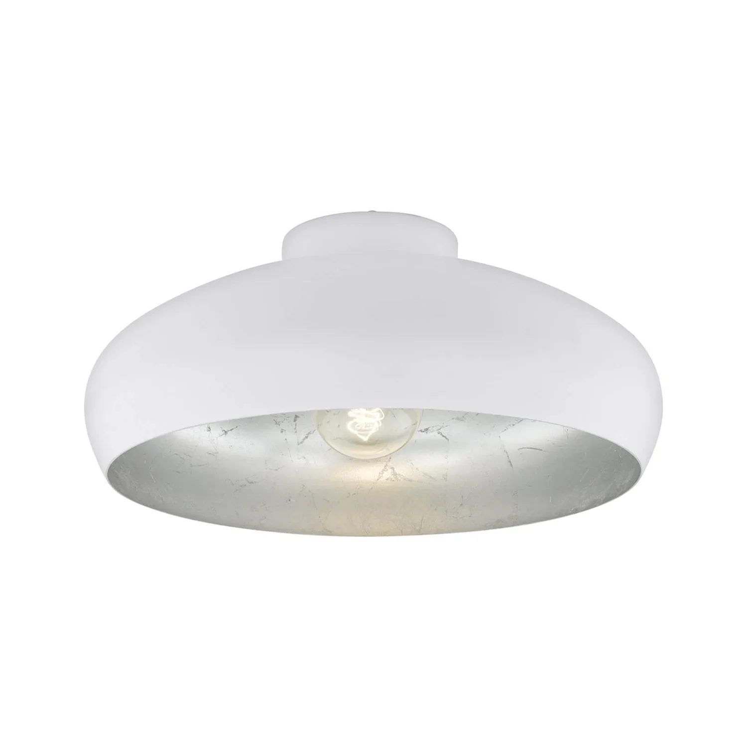 Eglo Mogano Flush Light - White & Silver 4 Eglo Mogano Flush Light - White & Silver - Image 2