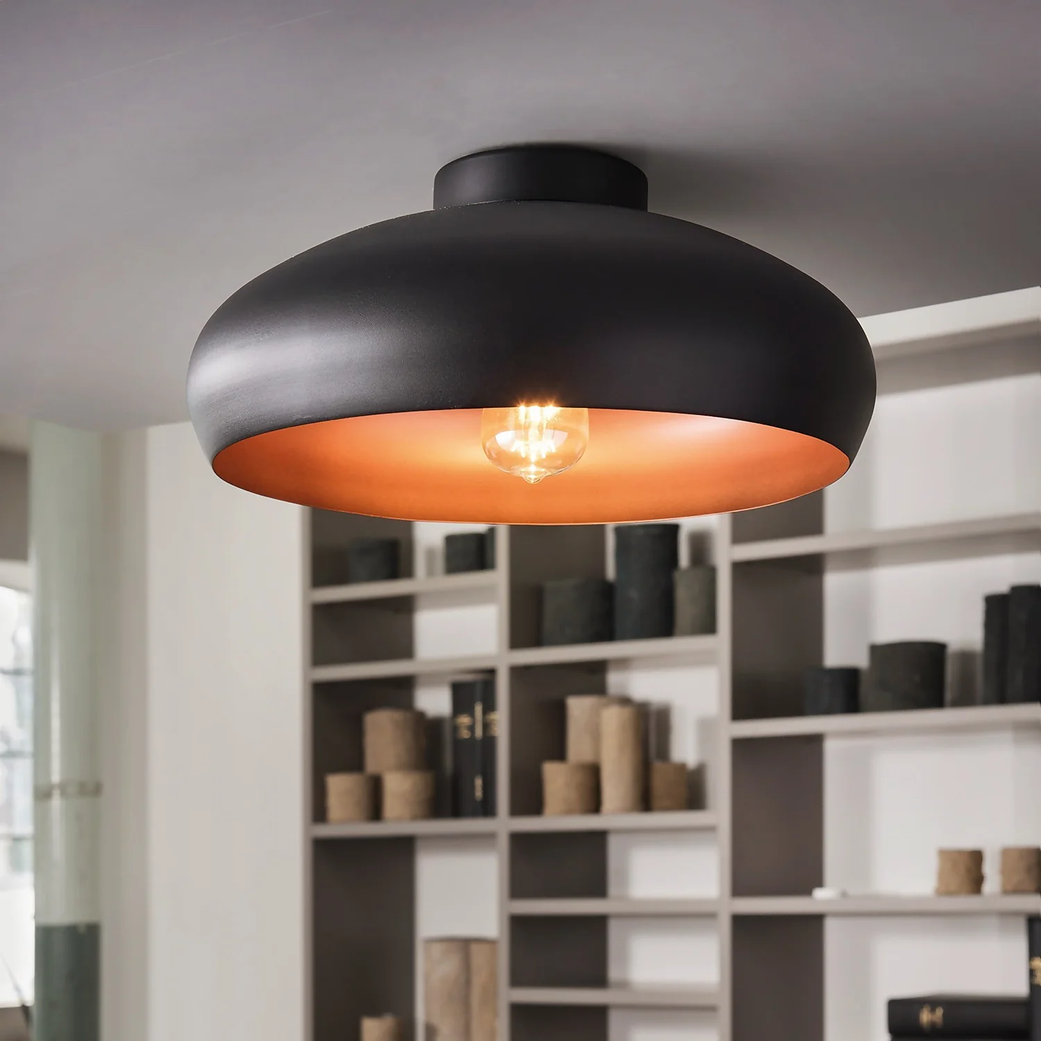 Eglo Mogano Flush Light - Black & Copper 3 Eglo Mogano Flush Light - Black & Copper