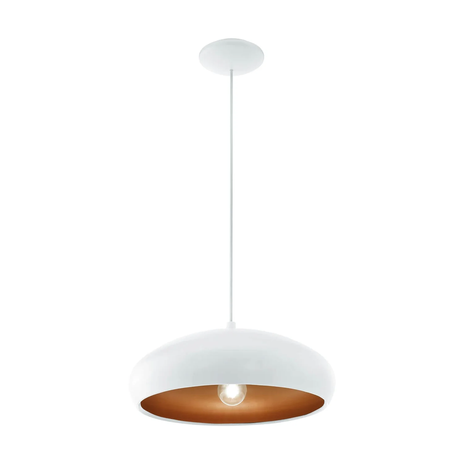 Eglo Mogano 1 Pendant Light - White & Copper 4 Eglo Mogano 1 Pendant Light - White & Copper - Image 2