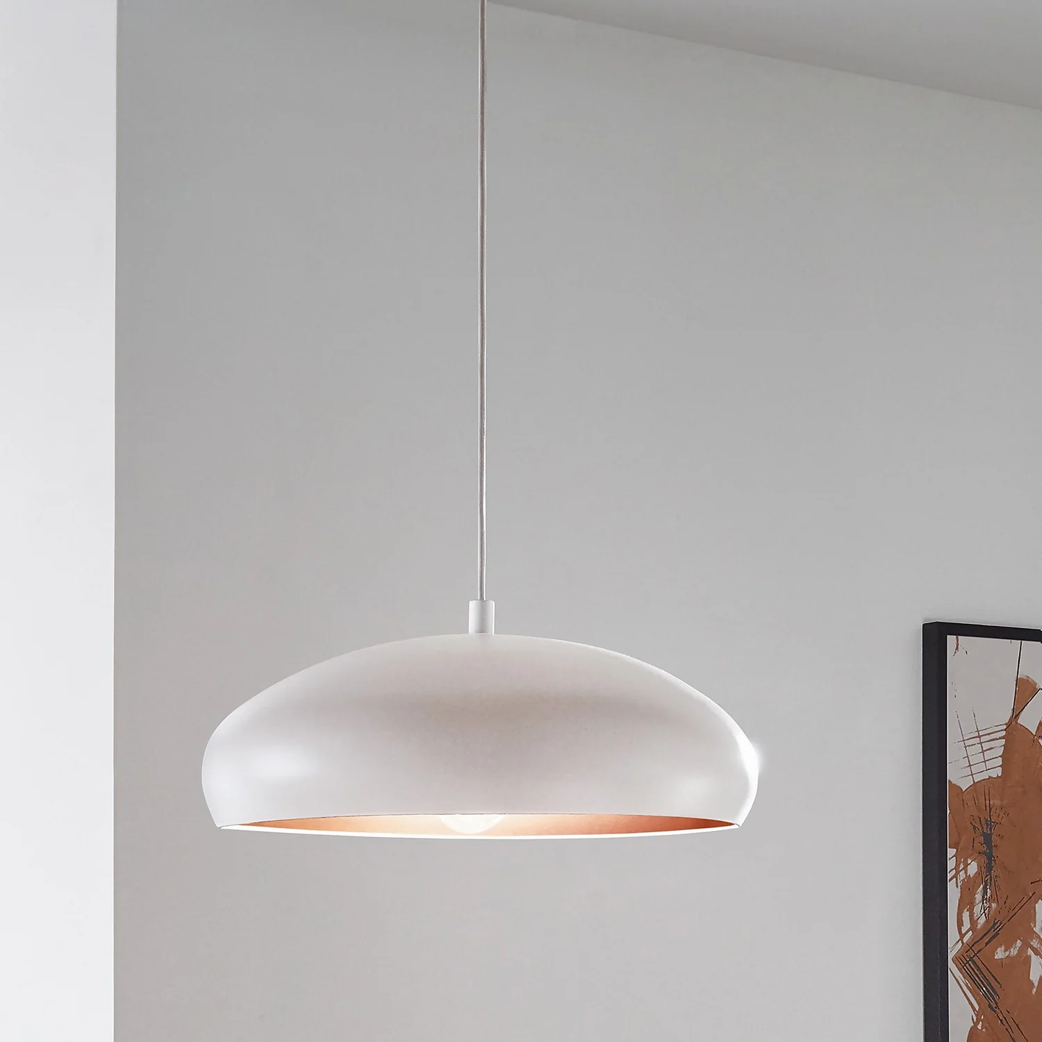 Eglo Mogano 1 Pendant Light - White & Copper 3 Eglo Mogano 1 Pendant Light - White & Copper
