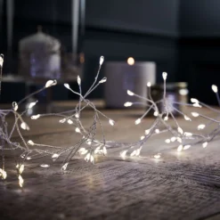 480 LED Silver Copper Wire Cluster Christmas Lights - Warm White