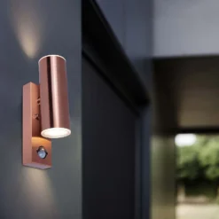 Lutec Rado Up & Down Outdoor Wall Light With PIR Motion Sensor - Copper -Chic Lighting Store 12840519 1674952691589788