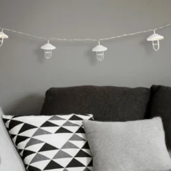 None White Lantern Battery String Lights