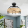 Eglo Anwick Black And Rattan Ceiling Light -Chic Lighting Store 12879119 1544941006081759
