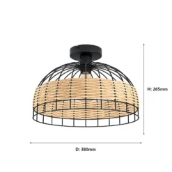 Eglo Anwick Black And Rattan Ceiling Light -Chic Lighting Store 12879119 2024843858769193