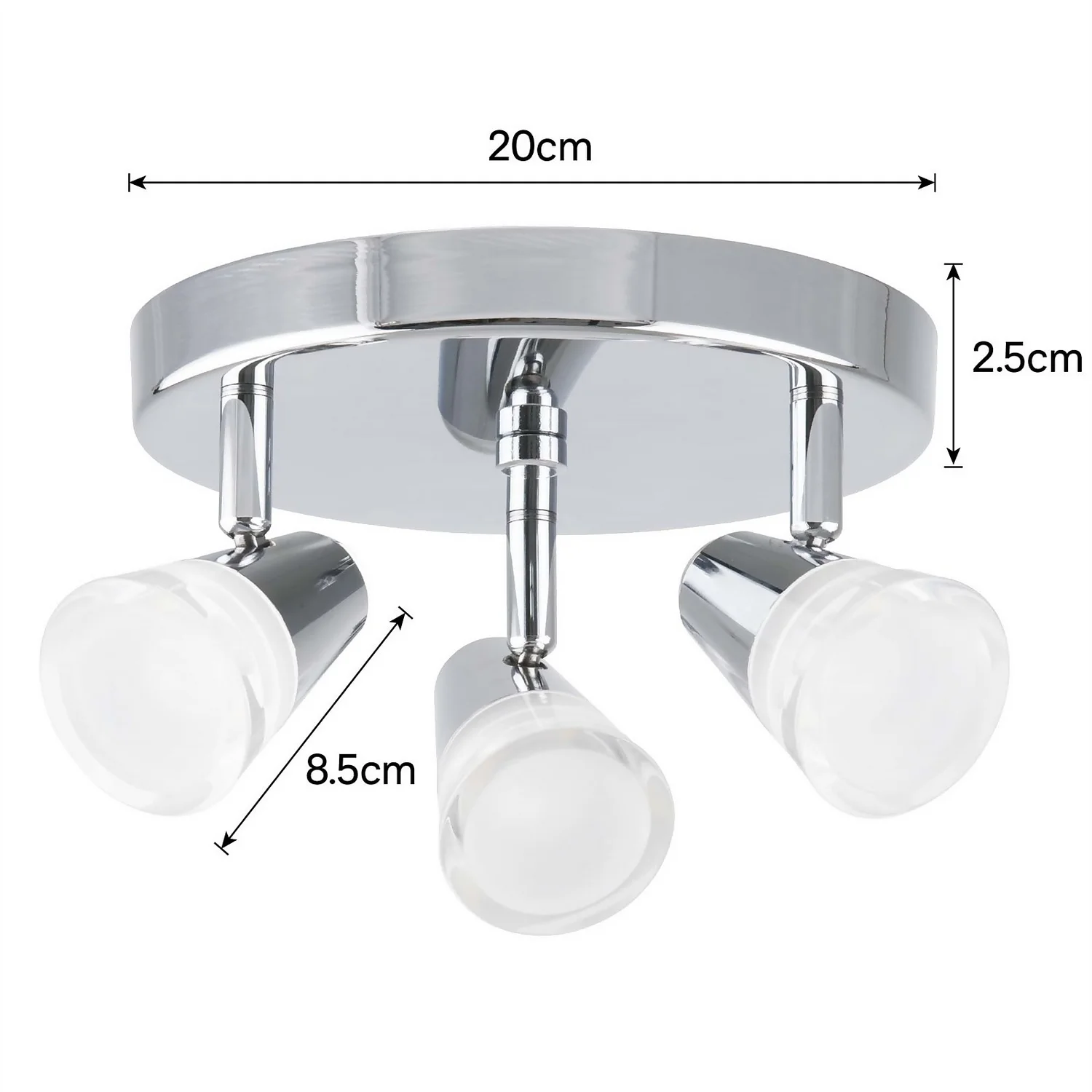 Rhea 3 Lamp Spotlight Plate - Polished Chrome 7 Rhea 3 Lamp Spotlight Plate - Polished Chrome - Image 5