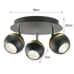 Austin 3 Lamp Spotlight Plate - Black & Gold -Chic Lighting Store 12882230 1284843520225160