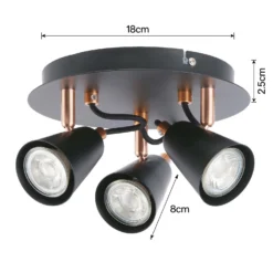 Emma 3 Lamp Spotlight Plate - Black & Copper -Chic Lighting Store 12882237 1804843519405641
