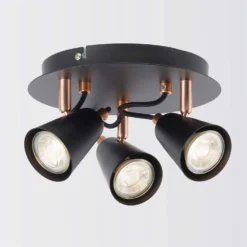 Emma 3 Lamp Spotlight Plate - Black & Copper -Chic Lighting Store 12882237 3454843519363494