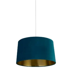 House Beautiful Samet Velvet Drum Shade - Teal - 45cm -Chic Lighting Store 12882896 2034861119861330