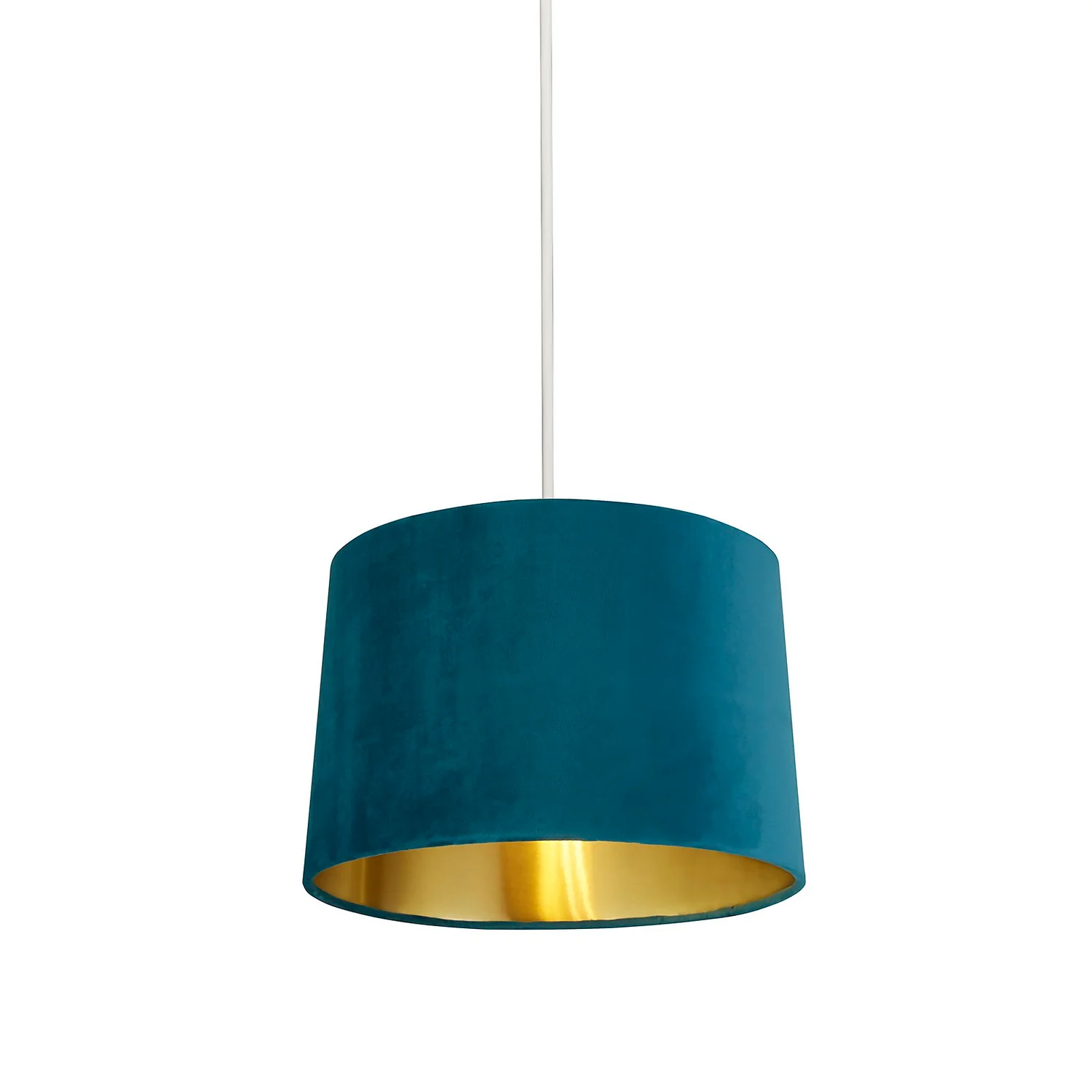 House Beautiful Samet Velvet Drum Shade - Teal - 30cm 5 House Beautiful Samet Velvet Drum Shade - Teal - 30cm - Image 3