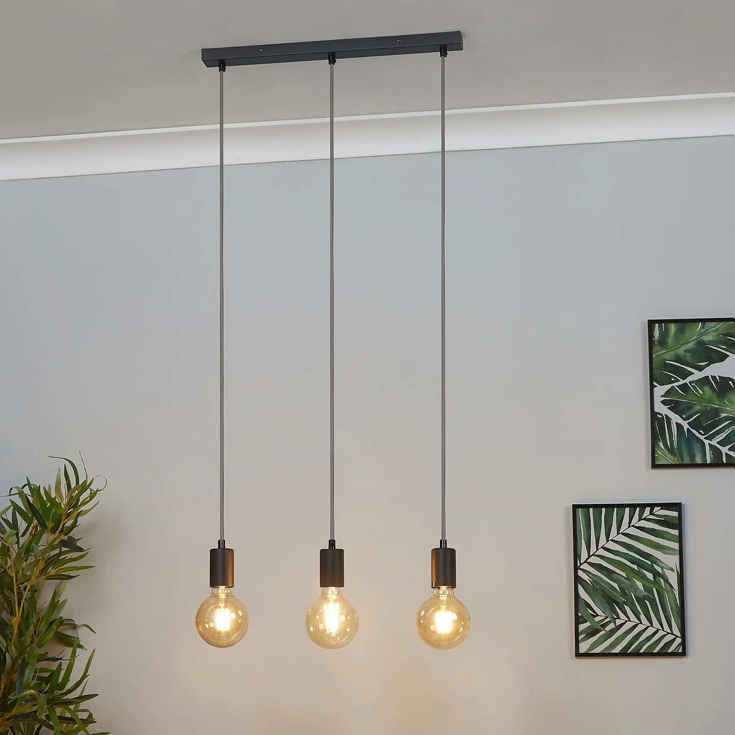 Jay 3 Light Ceiling Fitting - Charcoal 3 Jay 3 Light Ceiling Fitting - Charcoal