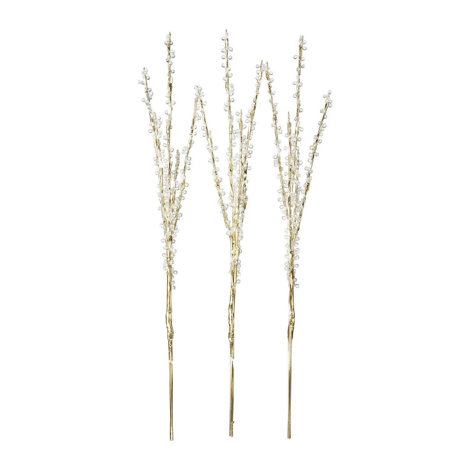 Gold Crystal Branch Christmas Lights - Set Of 3 (Battery Operated) 3 Gold Crystal Branch Christmas Lights - Set Of 3 (Battery Operated)