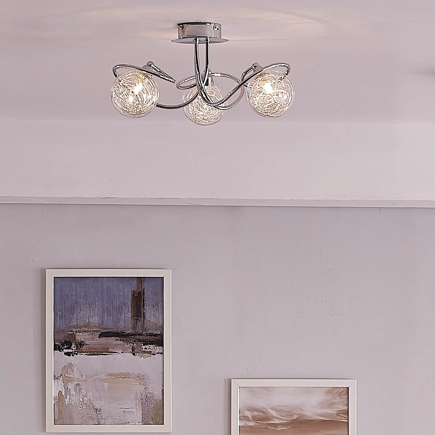 Lola 3 Light Semi Flush Ceiling Light Fitting 4 Lola 3 Light Semi Flush Ceiling Light Fitting - Image 2
