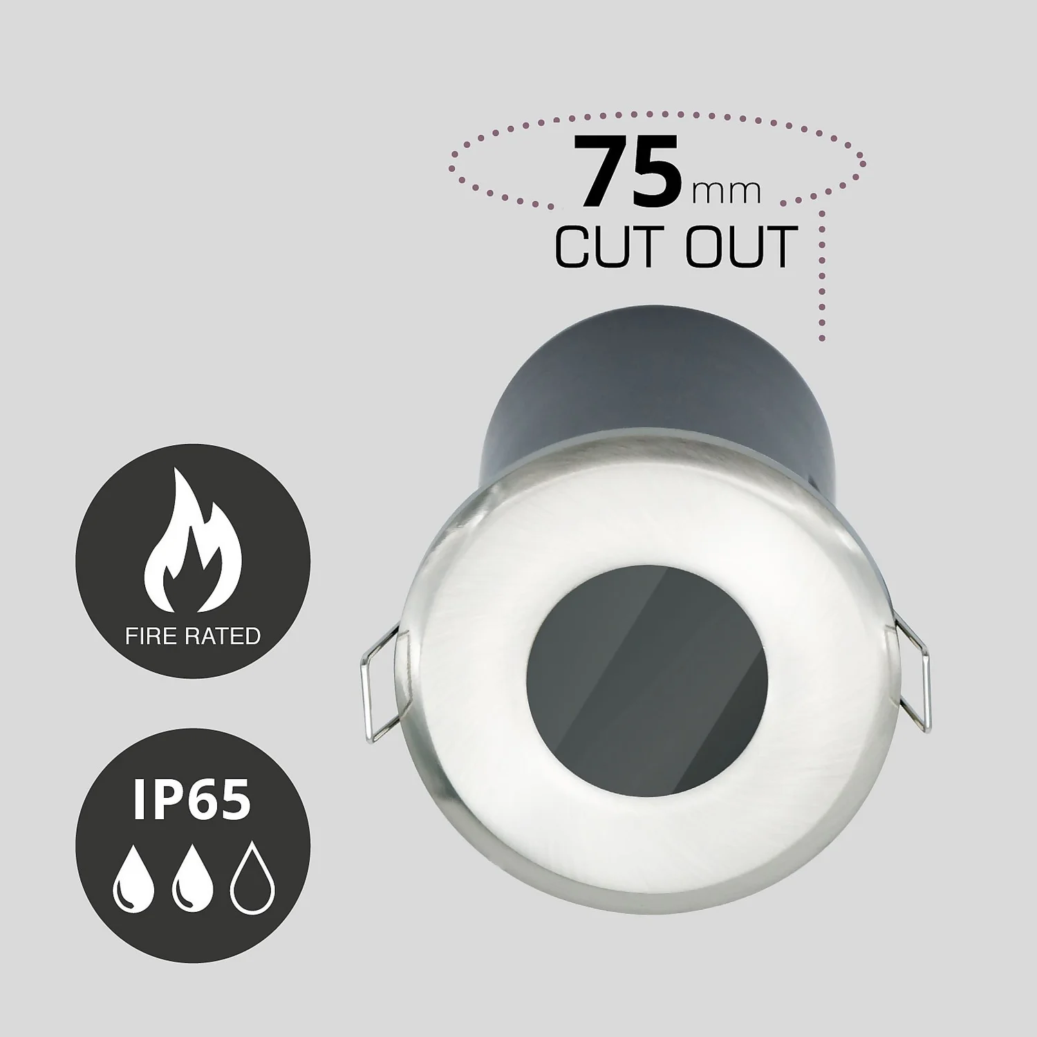 Fixed Fire Rated IP65 Pack 3 Downlights - Brushed Nickel 5 Fixed Fire Rated IP65 Pack 3 Downlights - Brushed Nickel - Image 3