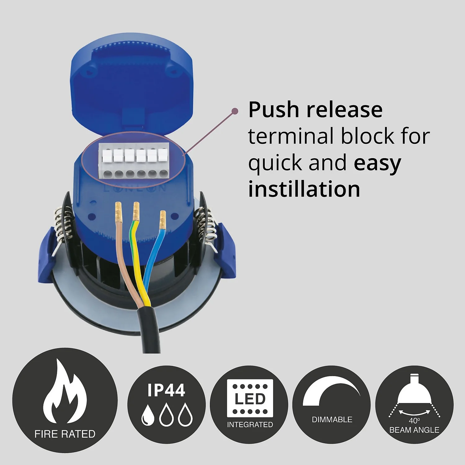 Fixed Fire Rated IP65 LED 5 Pack Downlight - Brushed Nickel 6 Fixed Fire Rated IP65 LED 5 Pack Downlight - Brushed Nickel - Image 4