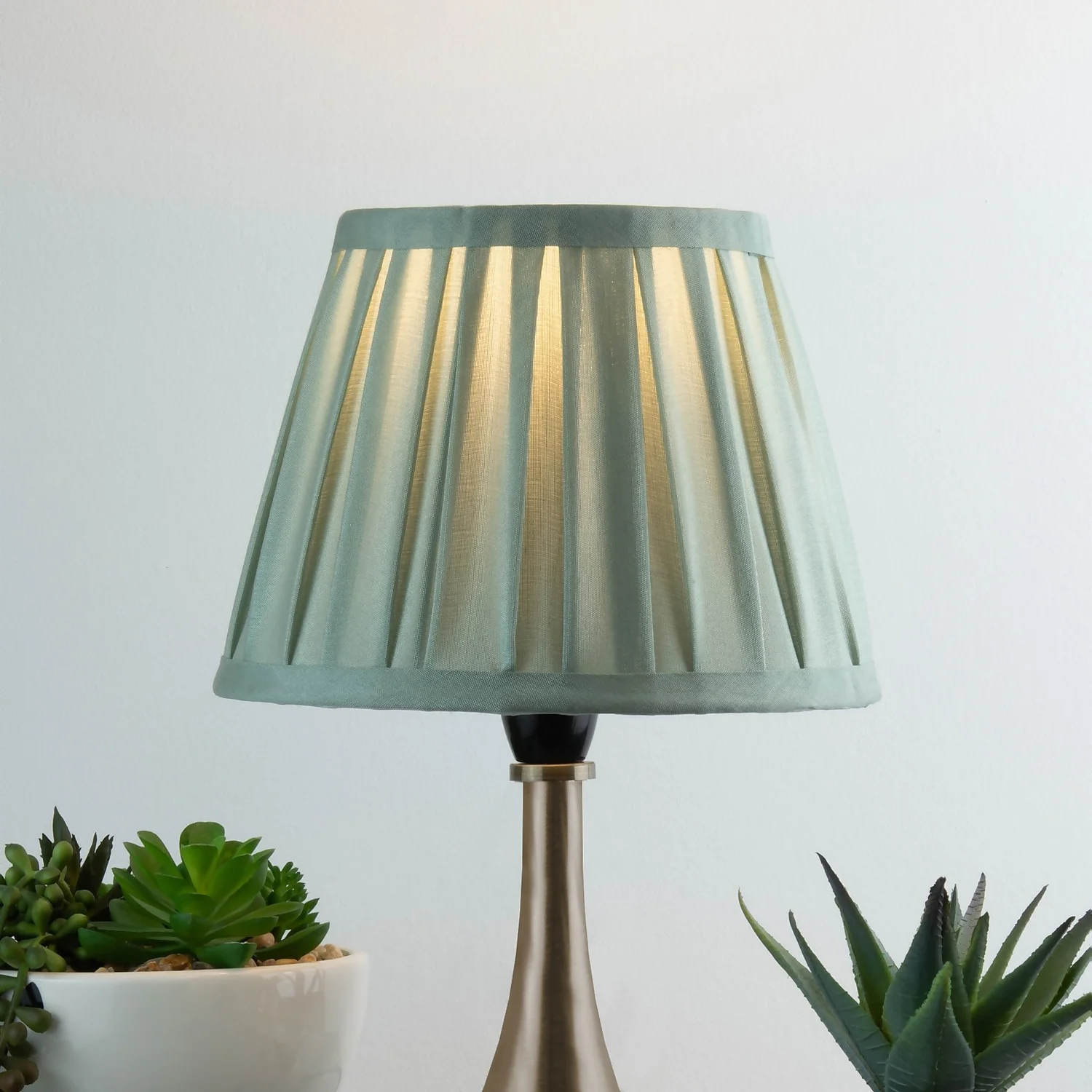 Raye Duck Egg Pleated Taper Silk Shade - 20cm 3 Raye Duck Egg Pleated Taper Silk Shade - 20cm