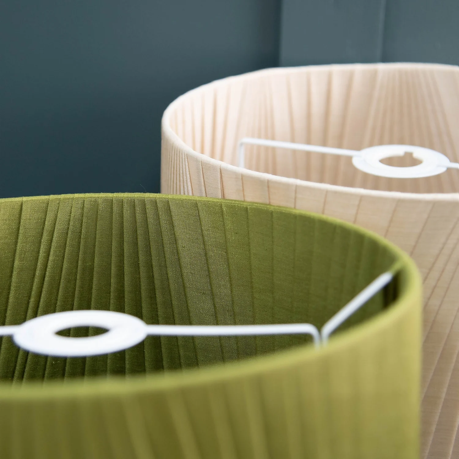 Raye Olive Drum Pleated Silk Shade - 30cm 9 Raye Olive Drum Pleated Silk Shade - 30cm - Image 7
