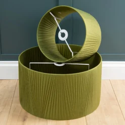 Raye Olive Drum Pleated Silk Shade - 30cm 15 Raye Olive Drum Pleated Silk Shade - 30cm -Chic Lighting Store 13139397 7774944148135686