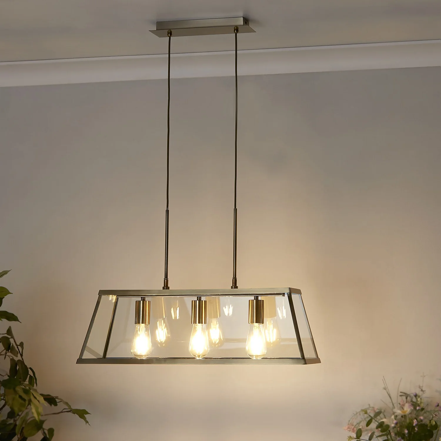 Bellevue 3 Light Industrial Pendant - Brass 3 Bellevue 3 Light Industrial Pendant - Brass
