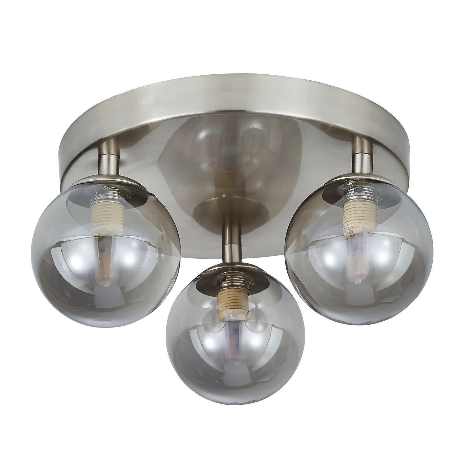 Orb 3 Light Flush Pendant - Nickel Smoke 5 Orb 3 Light Flush Pendant - Nickel Smoke - Image 3