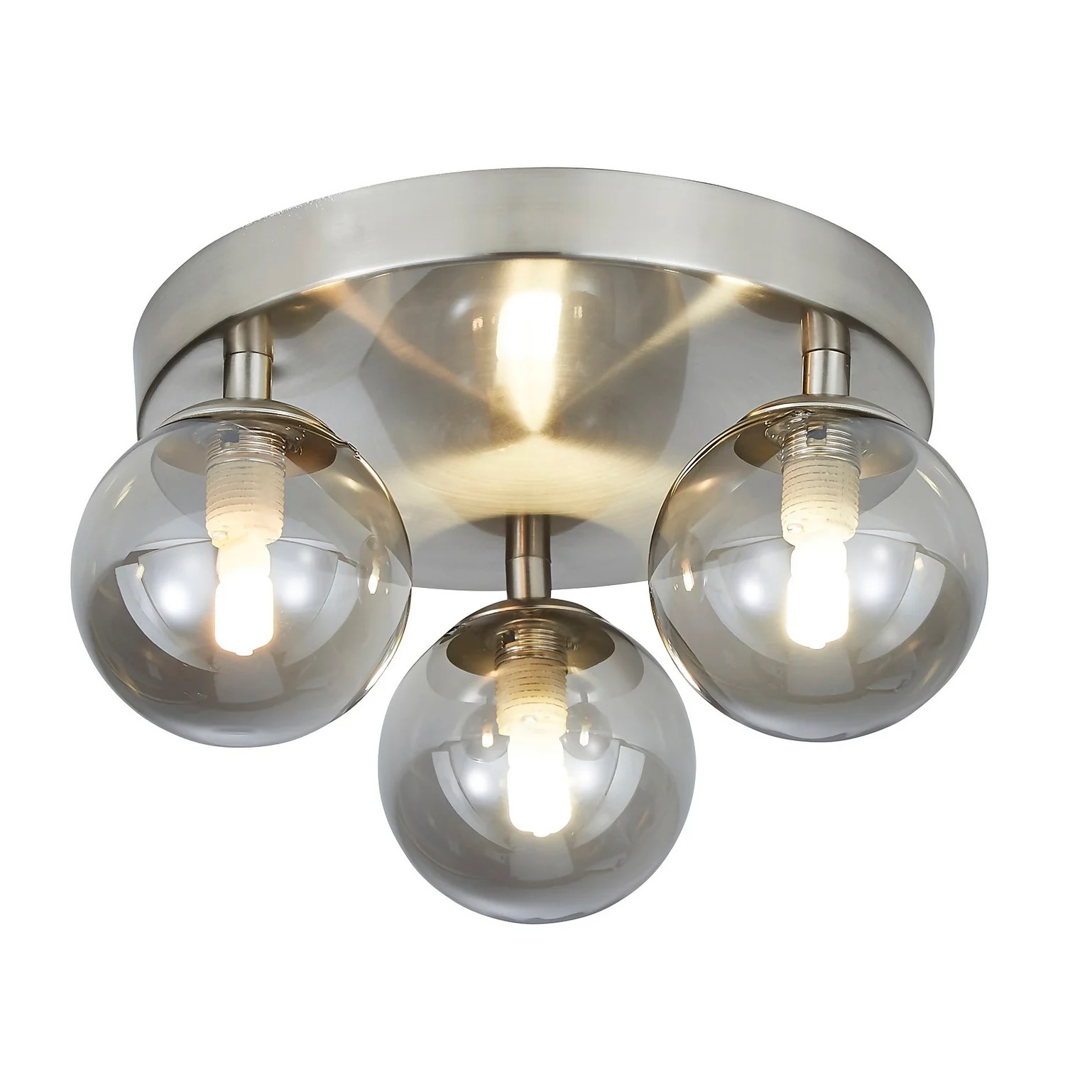 Orb 3 Light Flush Pendant - Nickel Smoke 4 Orb 3 Light Flush Pendant - Nickel Smoke - Image 2