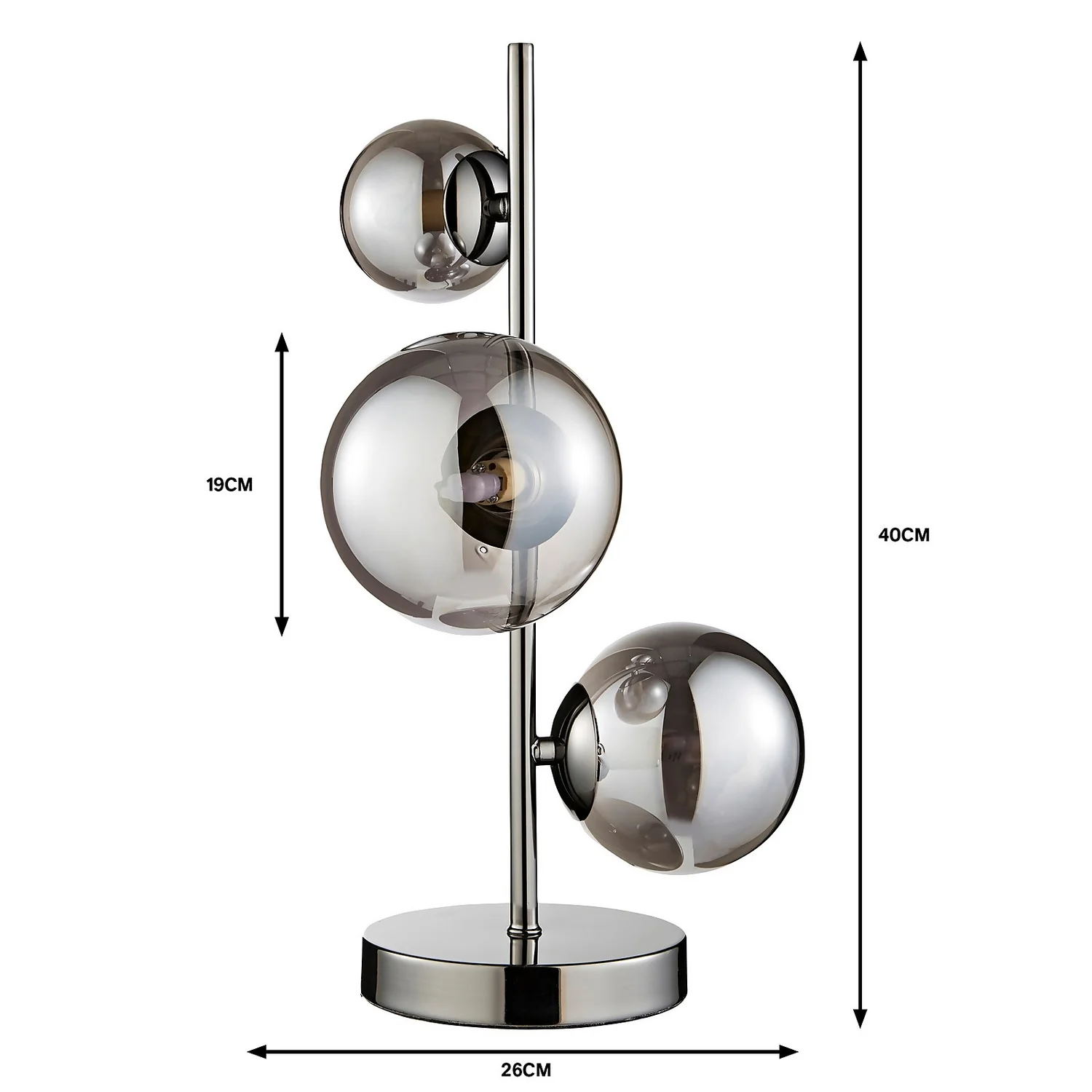 Orb II 3 Light Table Lamp - Black Chrome Smoke 7 Orb II 3 Light Table Lamp - Black Chrome Smoke - Image 5