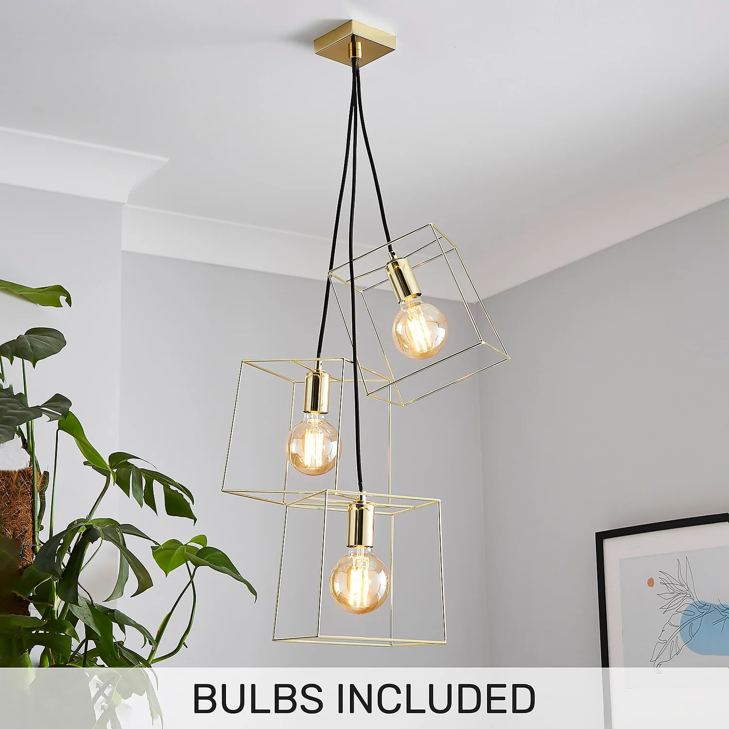 Edge 3 Light Cluster Pendant - Polished Brass 3 Edge 3 Light Cluster Pendant - Polished Brass