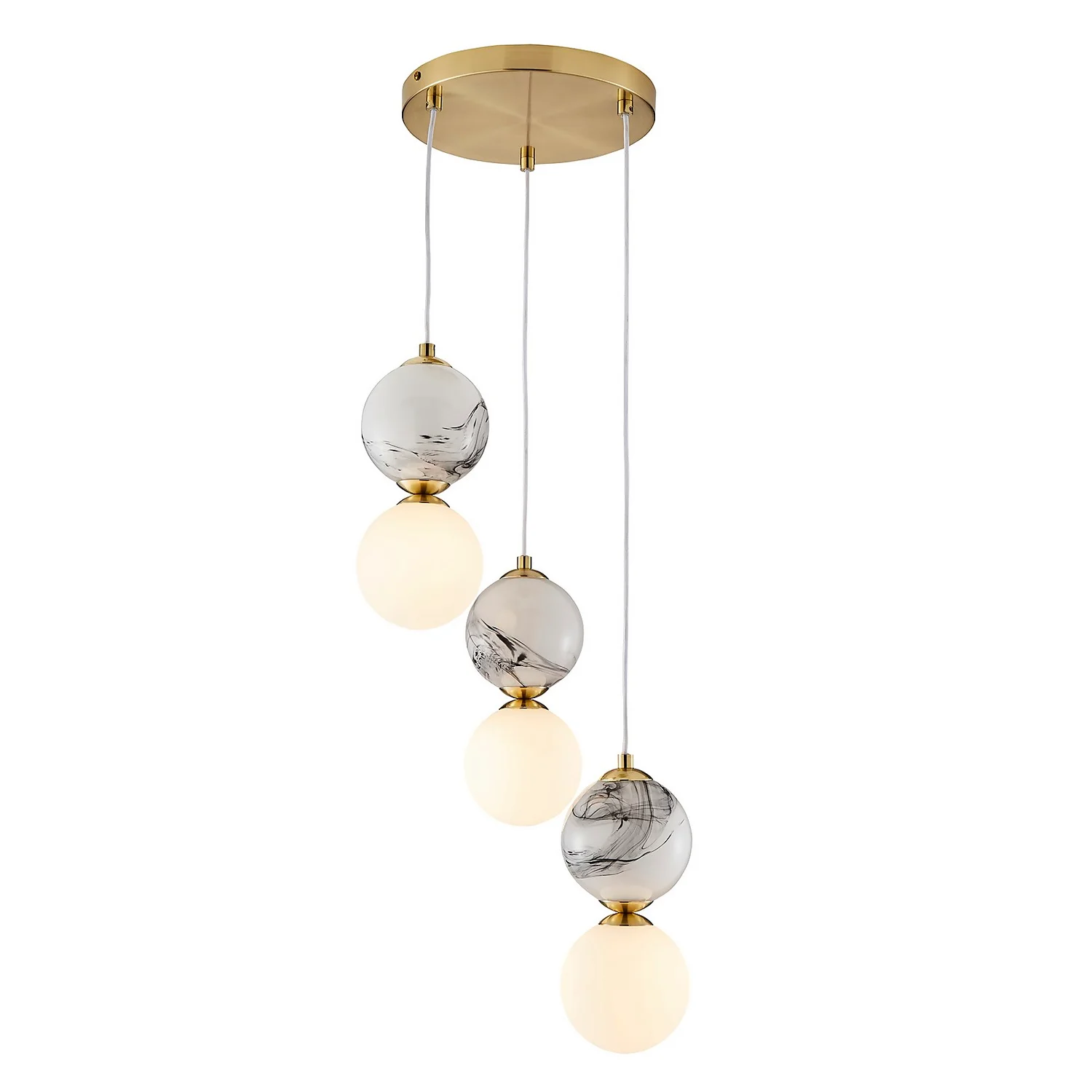 House Beautiful Delta 3 Light Marble Cluster - Brass & Opal 4 House Beautiful Delta 3 Light Marble Cluster - Brass & Opal - Image 2