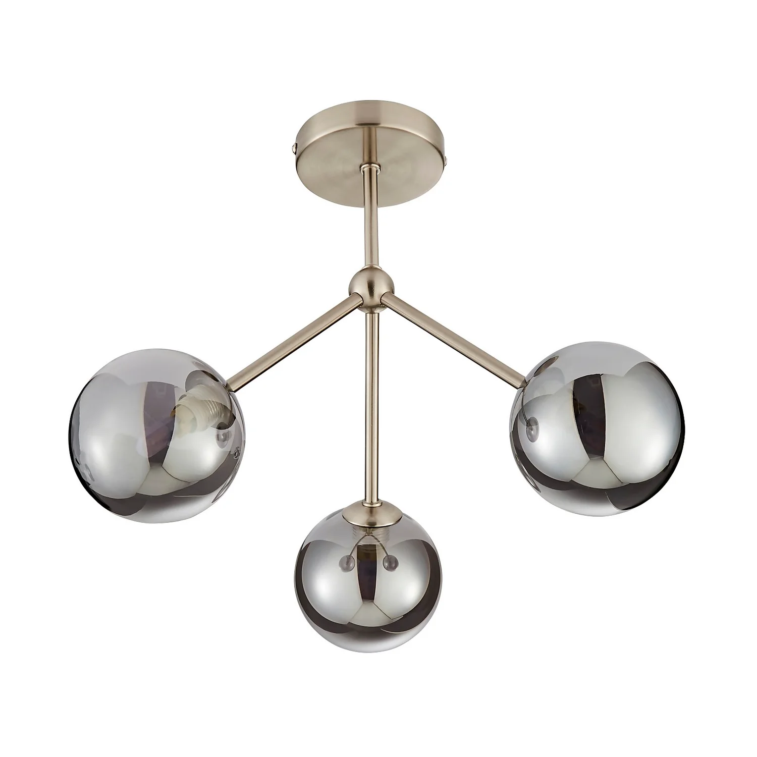 Orb 3 Light Semi Flush Pendant - Nickel Smoke 5 Orb 3 Light Semi Flush Pendant - Nickel Smoke - Image 3