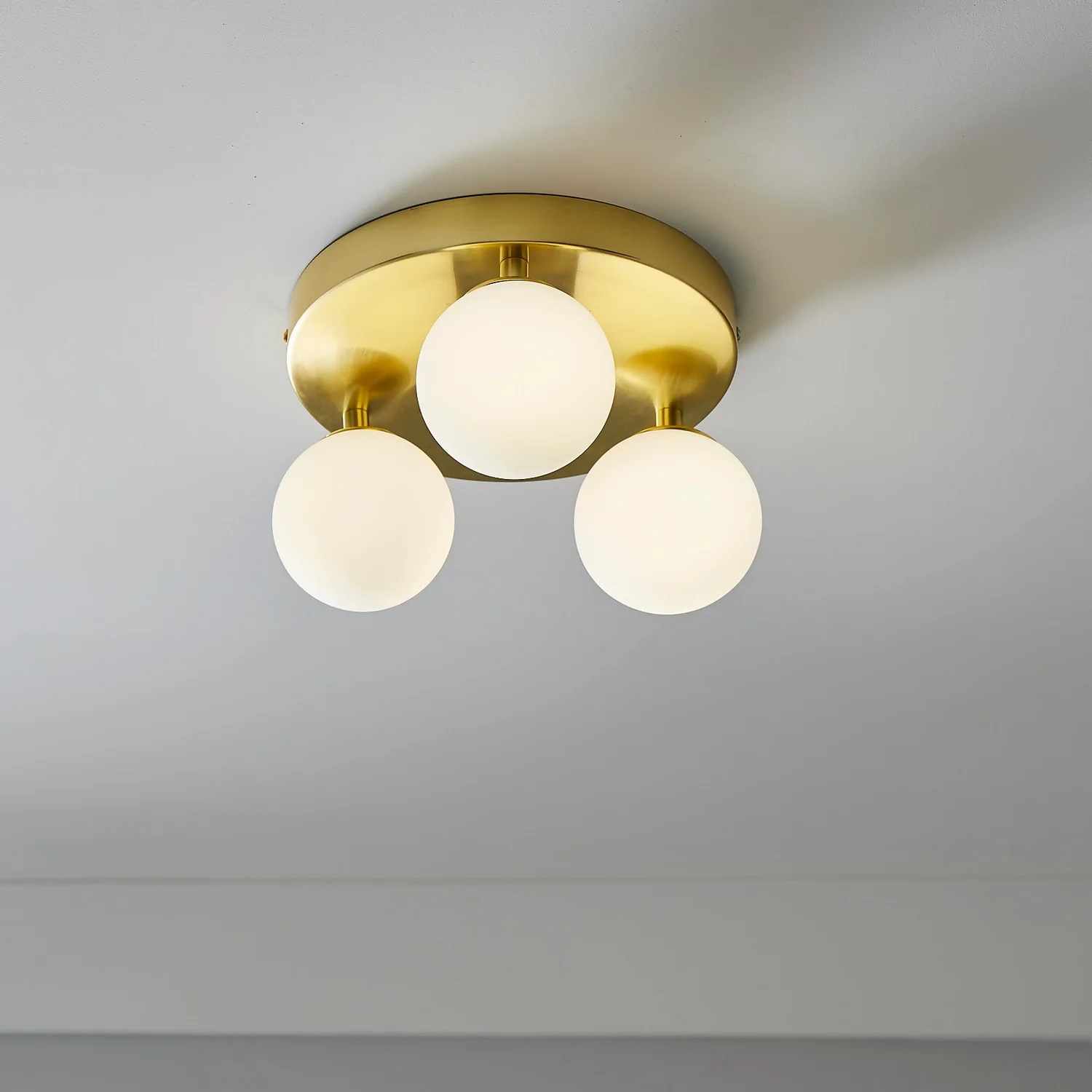 Orb 3 Light Flush Pendant - Brass & Opal 3 Orb 3 Light Flush Pendant - Brass & Opal