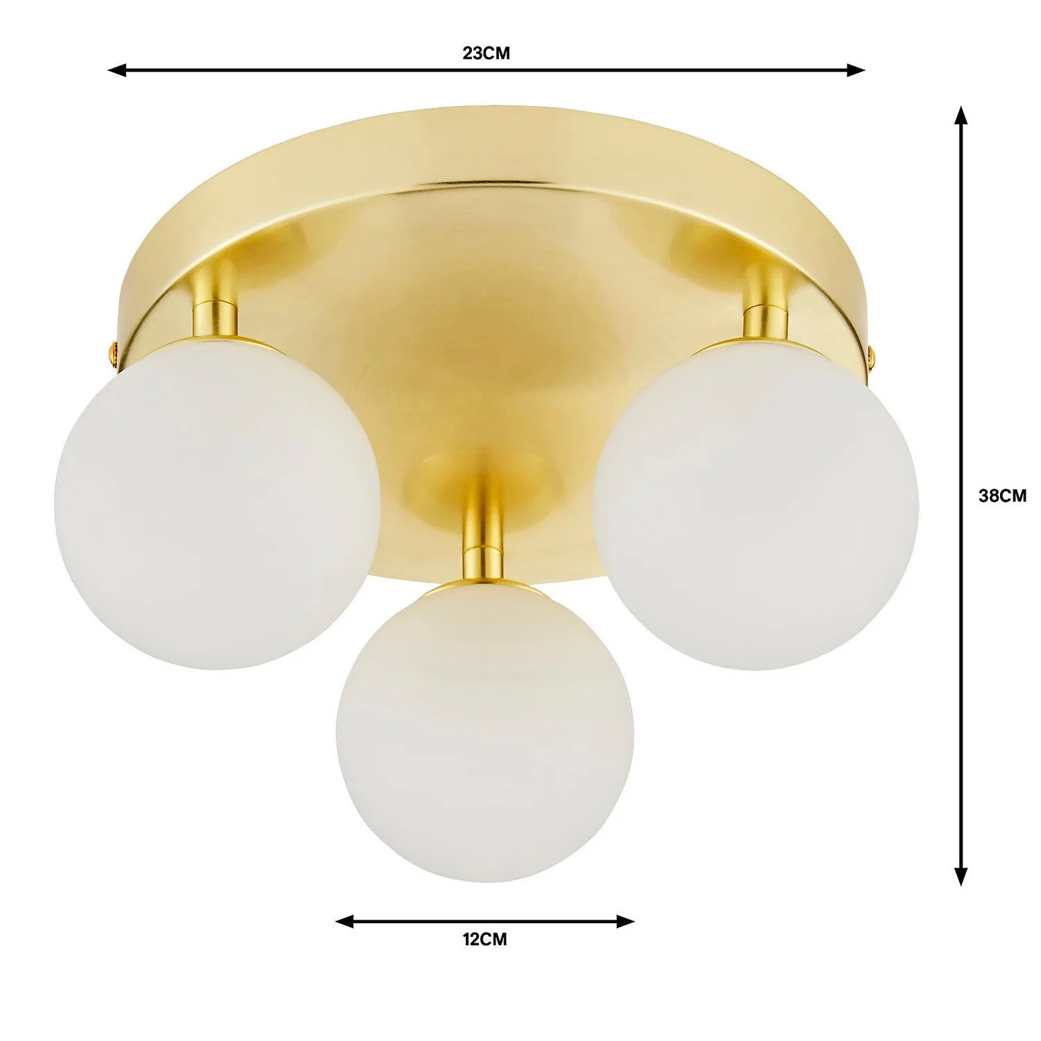 Orb 3 Light Flush Pendant - Brass & Opal 7 Orb 3 Light Flush Pendant - Brass & Opal - Image 5
