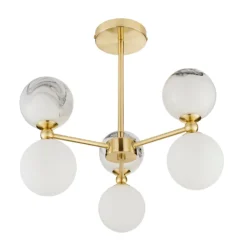 House Beautiful Delta 3 Light Marble Pendant - Brass & Opal 9 House Beautiful Delta 3 Light Marble Pendant - Brass & Opal -Chic Lighting Store 13208336 1724927241719407