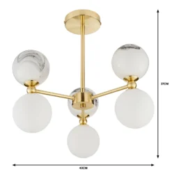 House Beautiful Delta 3 Light Marble Pendant - Brass & Opal 11 House Beautiful Delta 3 Light Marble Pendant - Brass & Opal -Chic Lighting Store 13208336 5664927241764158