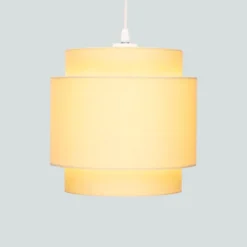 Finn Tier Drum Lemon Linen Shade - 25cm -Chic Lighting Store 13222470 1064901095631133
