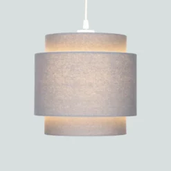 Finn Tier Drum Flint Linen Shade - 25cm 12 Finn Tier Drum Flint Linen Shade - 25cm -Chic Lighting Store 13222475 1794901095630059